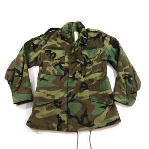 Military Cold Weather Field Coat Jacket Woodland Camouflage Sz S Reg 1980s Alpha
